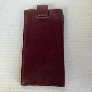 Vintage Burgundy Leather Durl Pocket Snap  Glasses Phone Organizer Pouch
